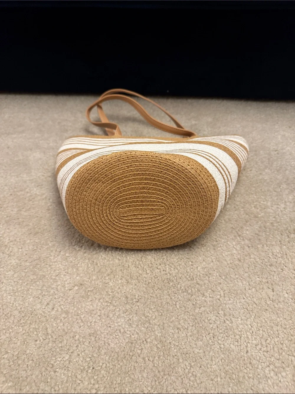 Magid Striped Mini Straw Tote Bag in White and Tan